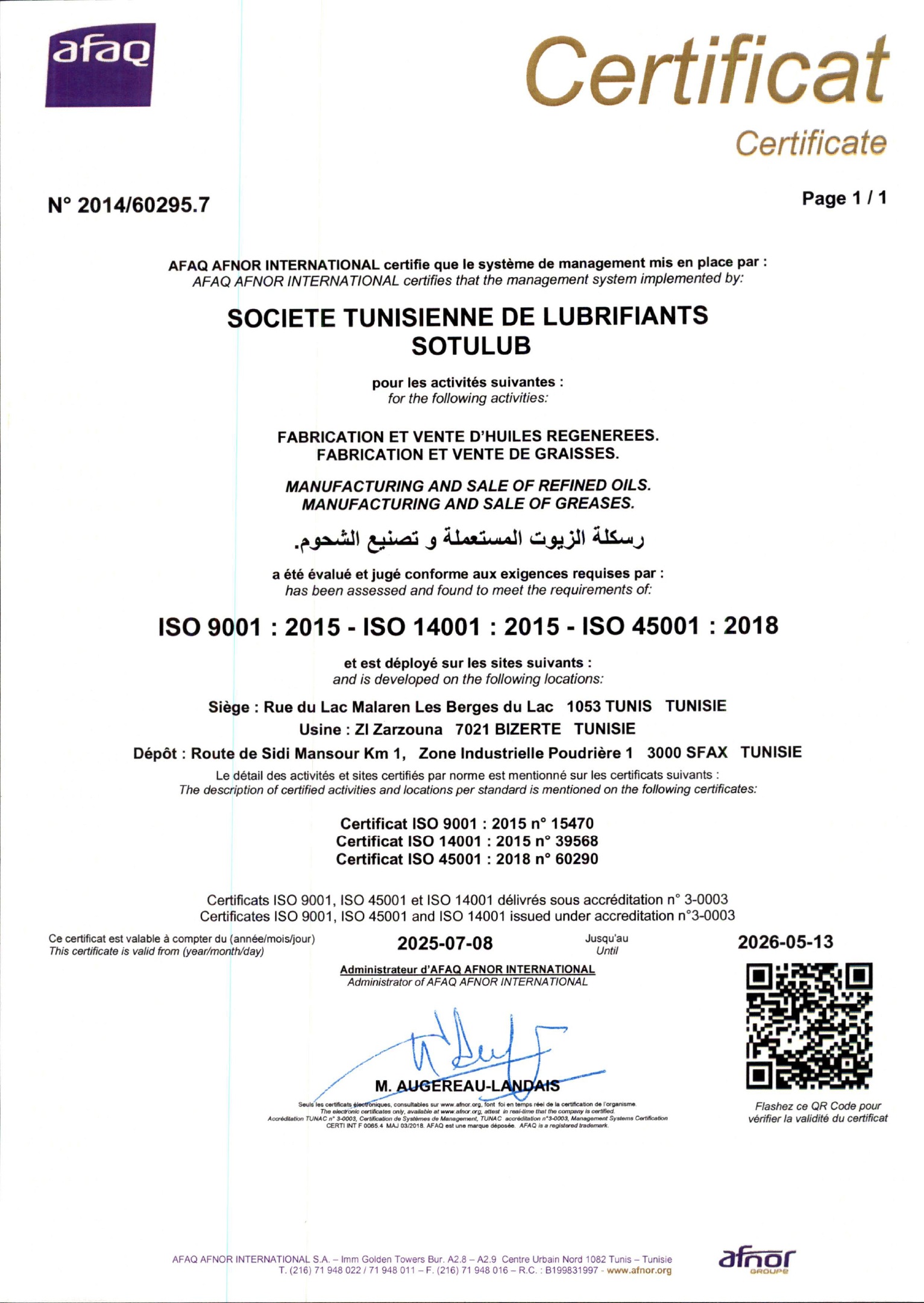Certification ISO